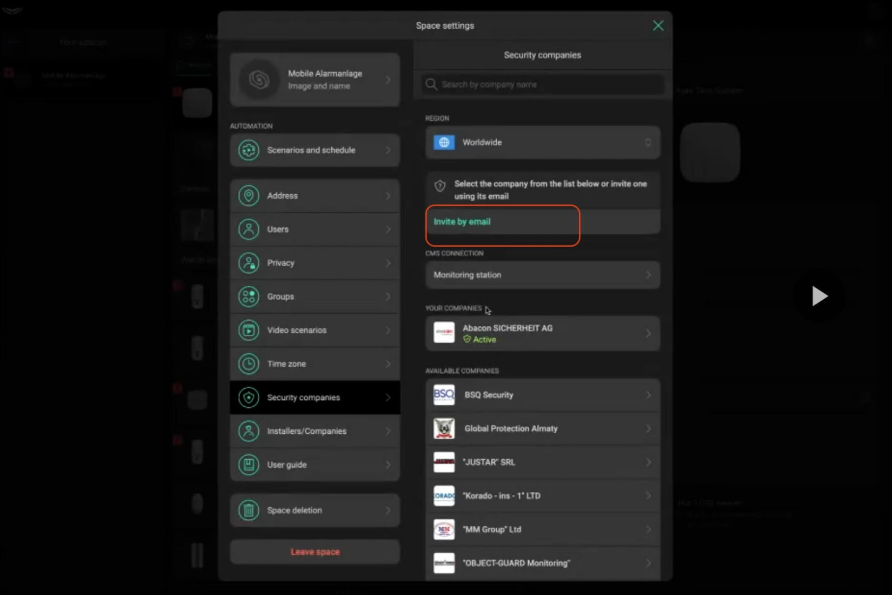 Ajax PRO Desktop Space Settings